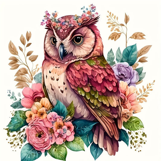 DIY Bead Embroidery Art 11CT Printed Canvas Elegant Floral Owl Design Thread DIY Craft Cross Stitch Kits Animal Needles Threads Home Decoration, Best for Christmas, Perfect for Thanksgiving
