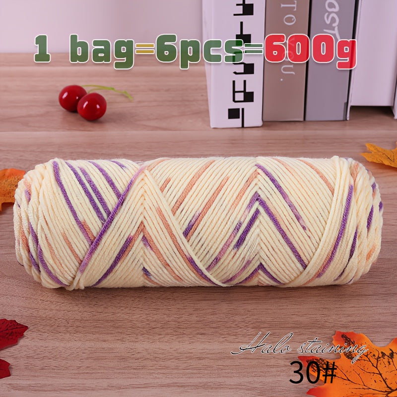 1 Large Bag 600g Soft Ombre Yarn Rainbow Gradient Colorway for Crafting, Casual Hand-Knitting Materials to Make Fashionable Sweaters, Scarves, Hats, Gloves, Storage Baskets