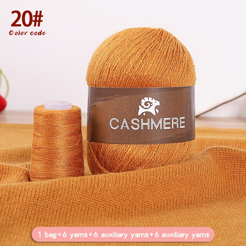 6Pairs Cashmere 100. Yarn, Soft Warm Yarn for DIY Crocheting And Knitting Hat, Scarf Total 300G+120G
