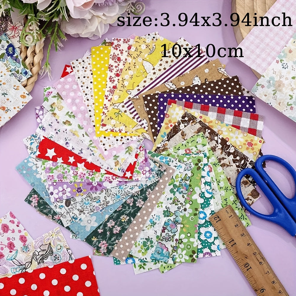 100pcs Layer Cakes Squares For Quilting, Layer Cake Fabric, Quilting Supplies Cotton Cloth, Pre-Cut Fabric Squares Bundles For Sewing Patchwork (Random Color)