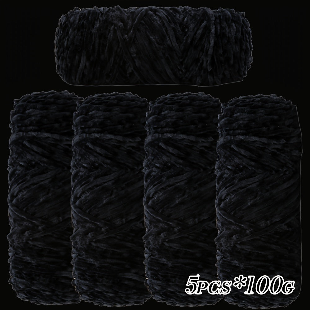 Large Ball Light Beige-Friendly Chenille Yarn 5pcs 500g - Ultra-Soft Velvet Yarn for Crocheting Blankets, Hats | Warm, Thick, Non-Deforming DIY Craft