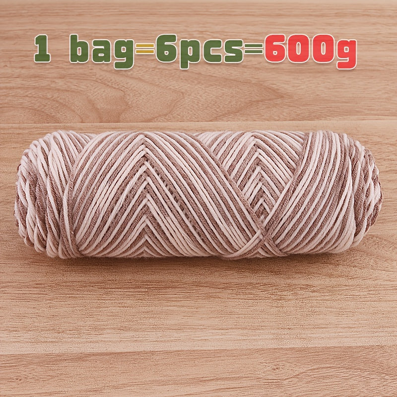 1 Large Bag 600g Soft Ombre Yarn Rainbow Gradient Colorway for Crafting, Casual Hand-Knitting Materials to Make Fashionable Sweaters, Scarves, Hats, Gloves, Storage Baskets
