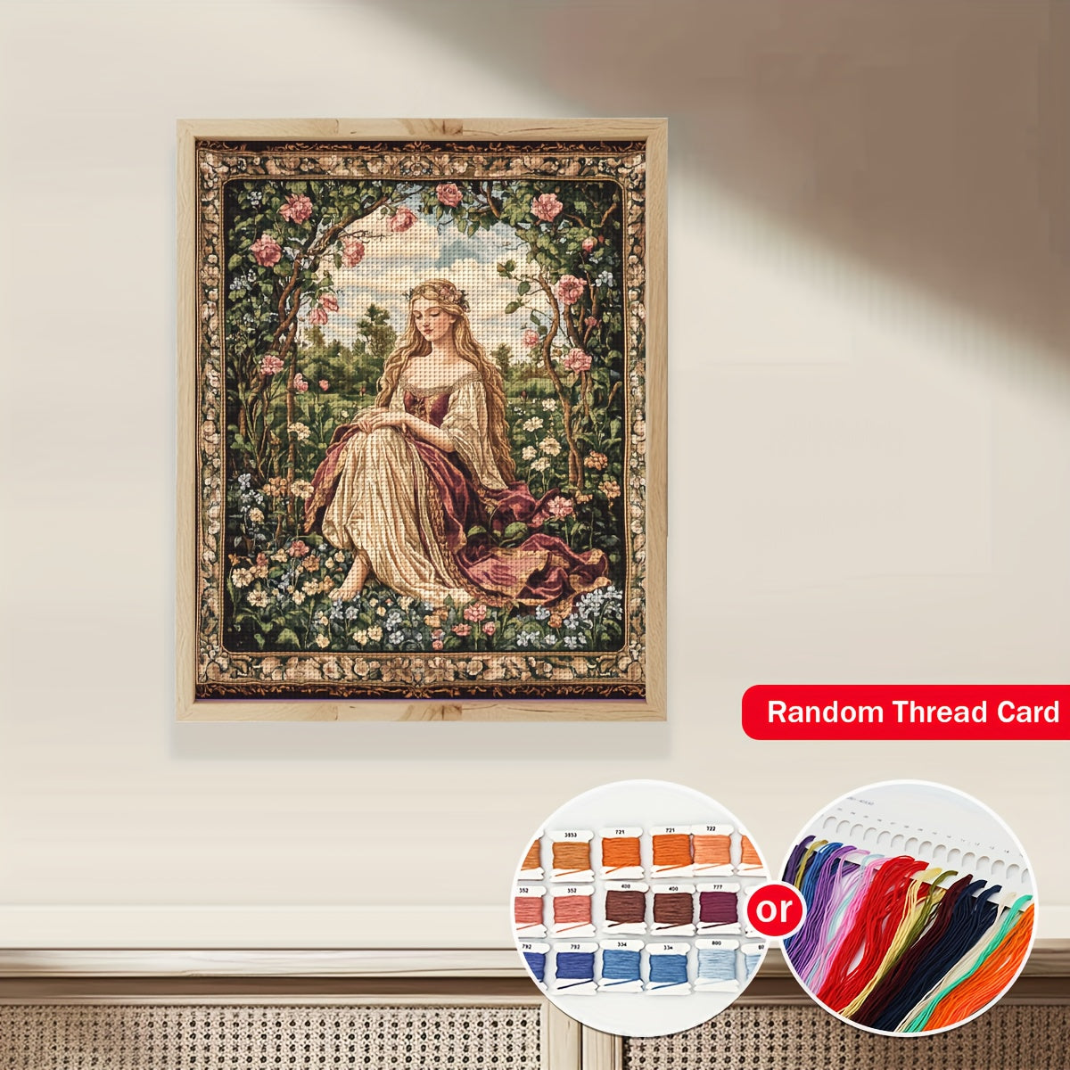 ZUOANLF 1set 40x50cm/15.7x19.7Inch DIY Cross Stitch Kit Frameless, Beautiful woman, stamped cross stitch kits, Embroidery Set for Home Decor, Includes Patterned Fabric & Threads, Perfect for Living Room Entrance or Bedroom De