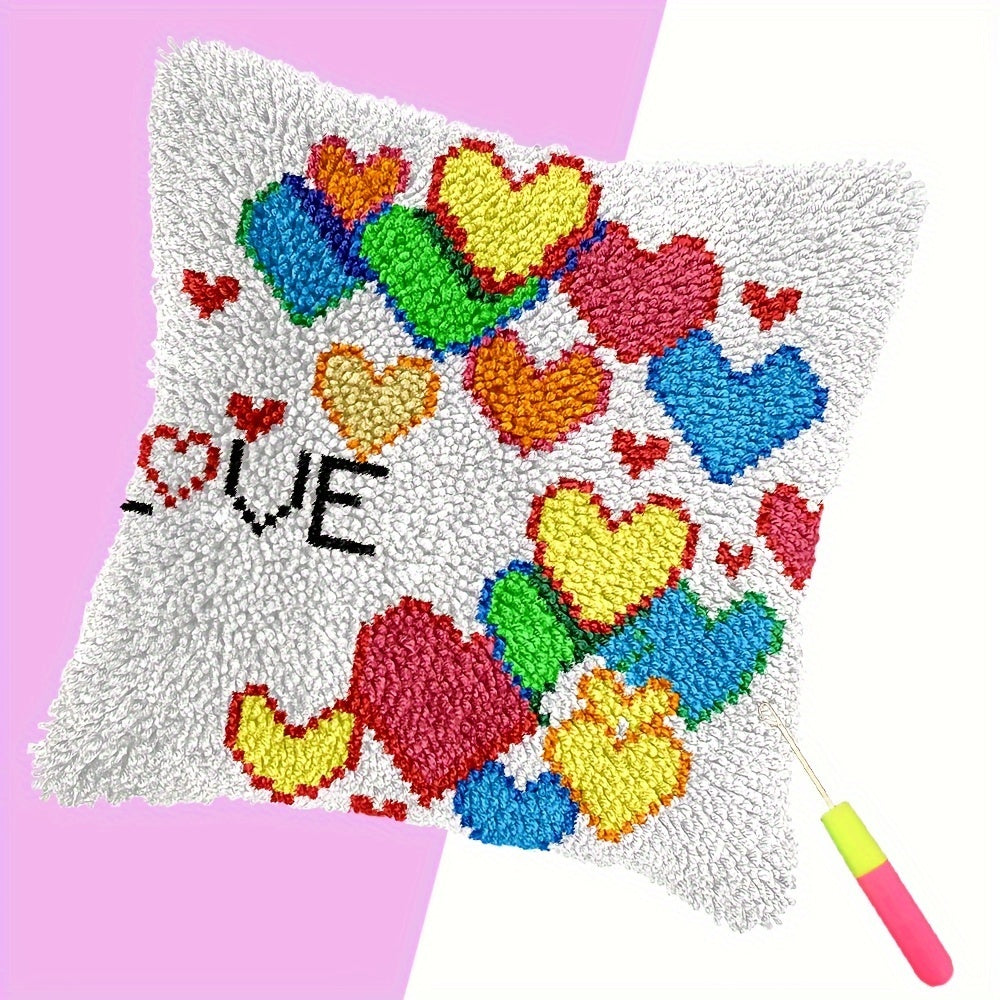 Latch Hook Kit DIY Throw Pillow Cover Sofa Cushion Owls and love Pattern Cross Stitch Material Pack