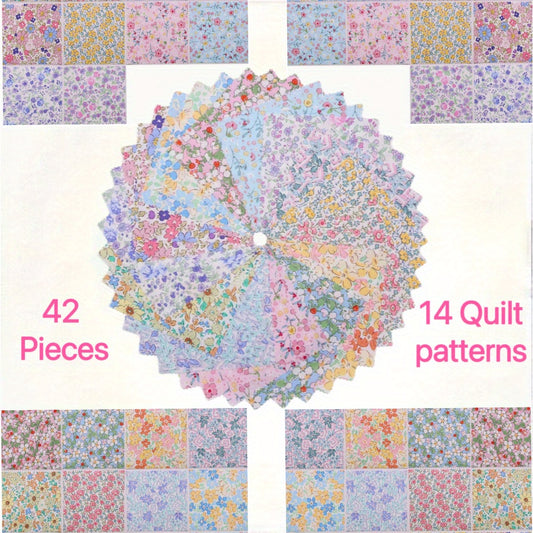 14 Groups of Pastoral Style Floral 22pcs Fabric Squares, 10x10 Inches - Perfect for Sewing, Quilting, and DIY Crafts with Pastel Floral Patterns - Ideal Gift for Sewing Enthusiasts, Valentine'S Day, and Easter, Sewing Supplie