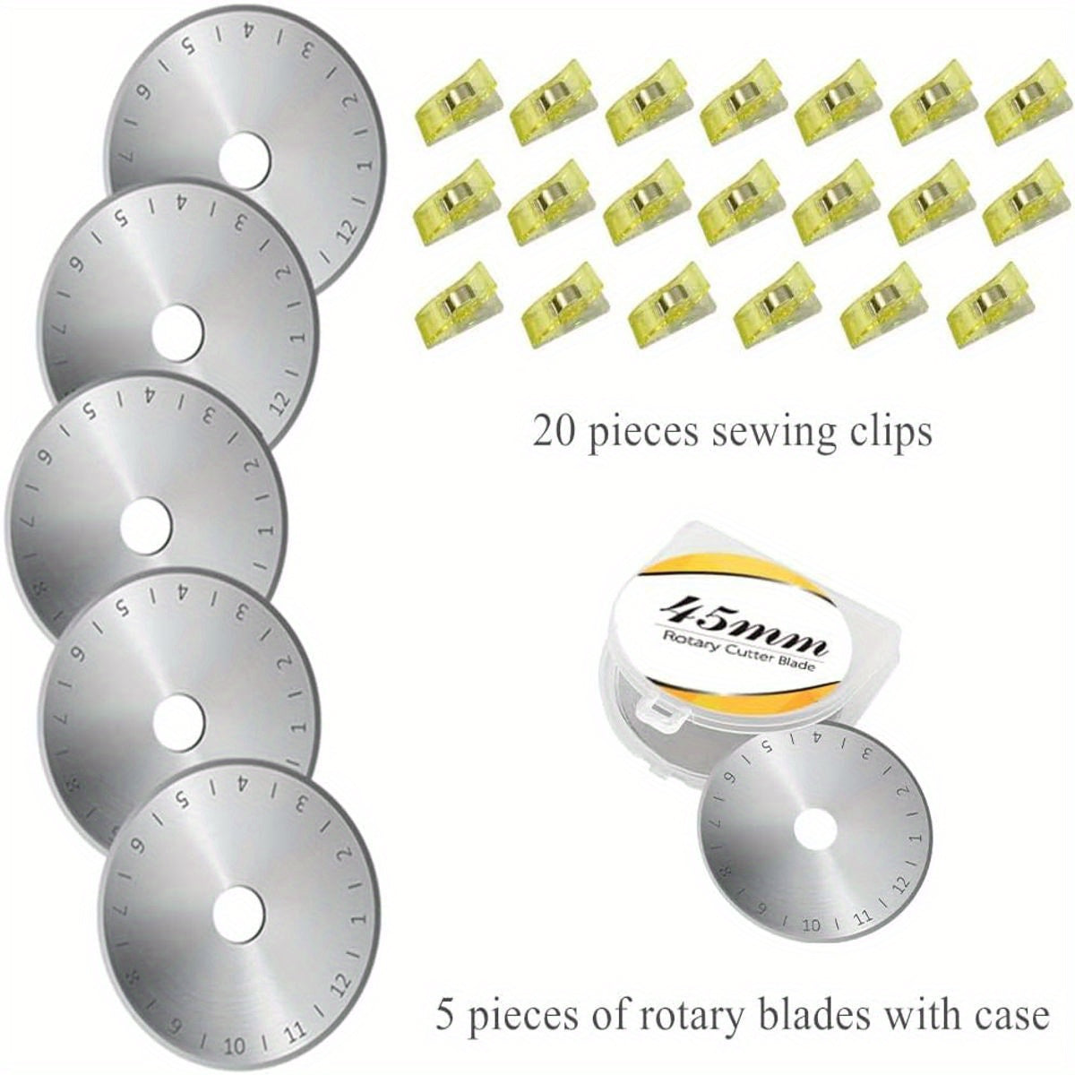 Headley Tools Complete Rotary Cutter Set with 45mm Heavy-Duty SKS-7 Blades, A3 Self- Cutting Mat, Quilting Ruler & Sewing Clips - Left/Right-Handed Craft Knife Kit for Fabric,, Vinyl, Paper Cutting - Ideal for Quilters