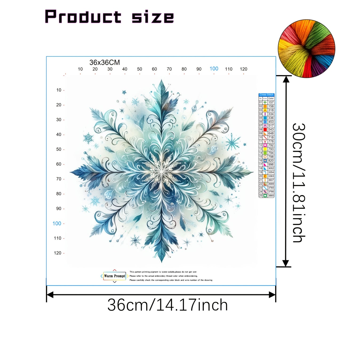 1 Set - Snowflake Theme Cross Stitch Painting Kit, DIY Art Needlework Supplies, 11CT Embroidery Decorative Craft for Creative Handmade Relax Gift, Full Home Decoration Print Embroidery Art, Perfect for Entryway, Study Room, B