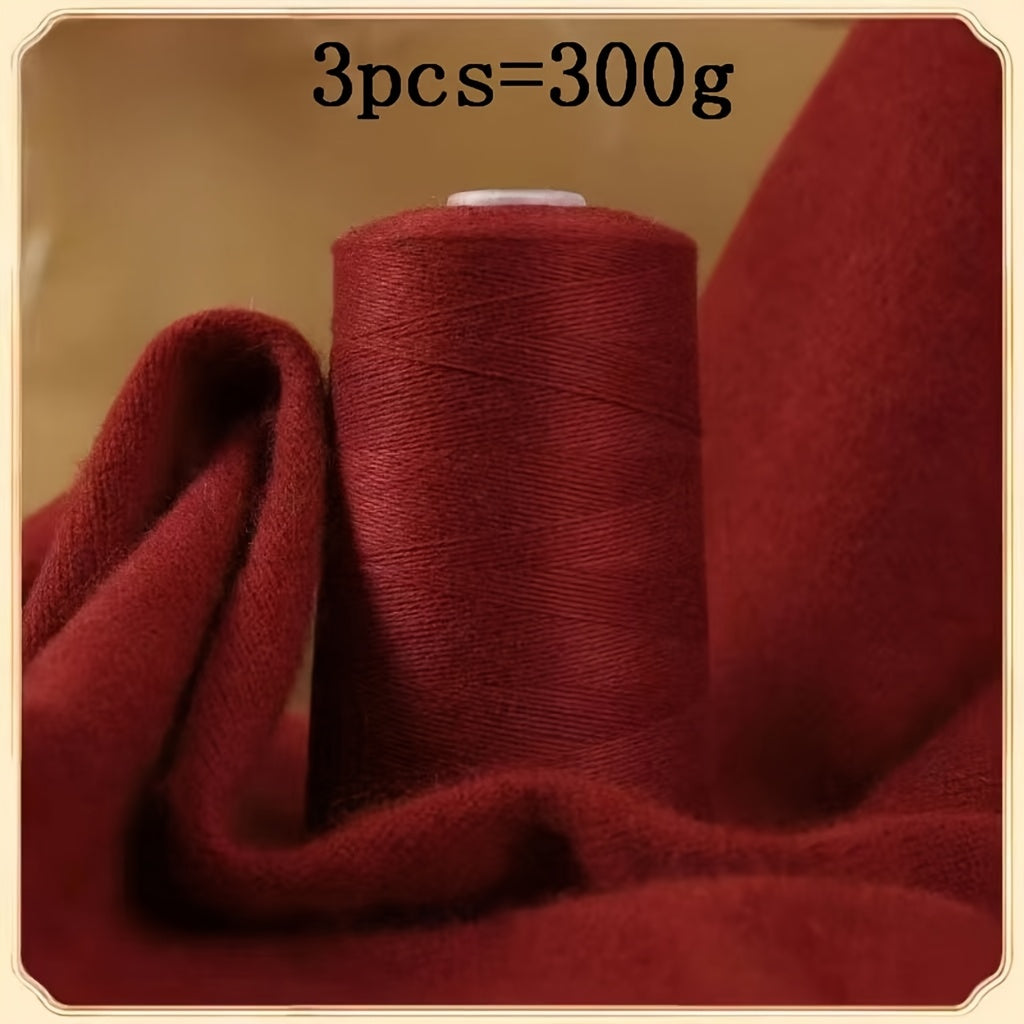 3pcs 300g 100% Cashmere Yarn - Ultra-Soft & Warm Lightweight Skeins for Knitting Hats, Scarves, Sweaters, Gloves - Luxury Craft Yarn in, Coffee, Gray, Brick Red, Beige, Blush, Navy, Camel, Chunky Yarn, Winter Craft Supplies,