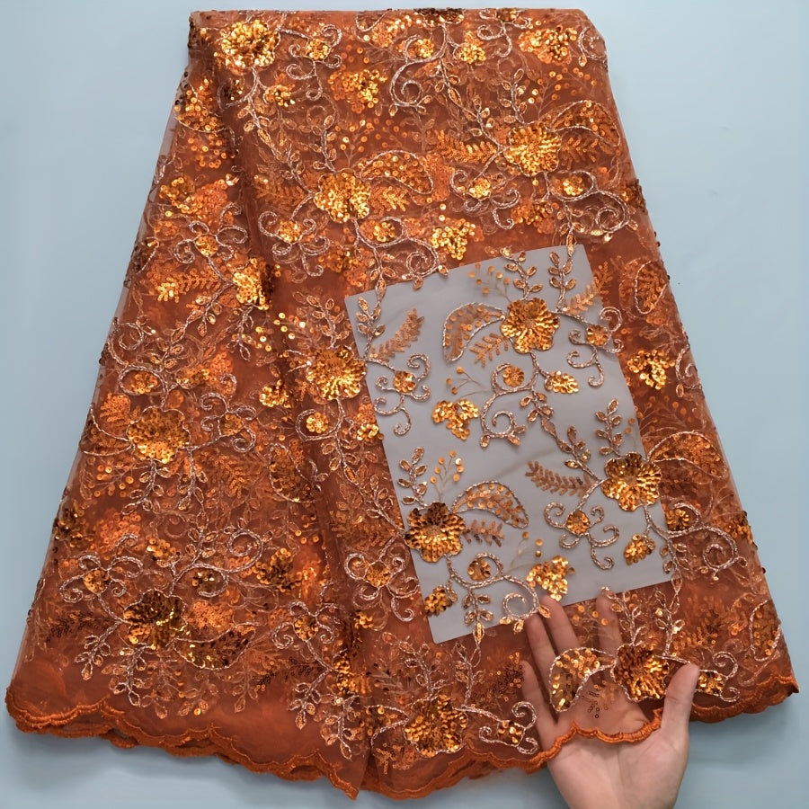 5Yards/pc African Lace Fabric with Sequins, French Mesh Lace Fabric, Nigerian Lace Fabric for Sewing Wedding/Prom/Party Dresses