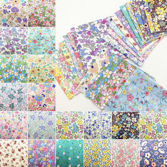 22pcs 10" Fabric Squares No Repeat Precut Cotton, Wavy Edge Quilting Supplies, DIY Sewing Color Analysis Draping Kit Material Assorted Floral. Suitable For Patchwork Projects, Can Be Used To Make: Quilt Covers, Handbags, Tabl