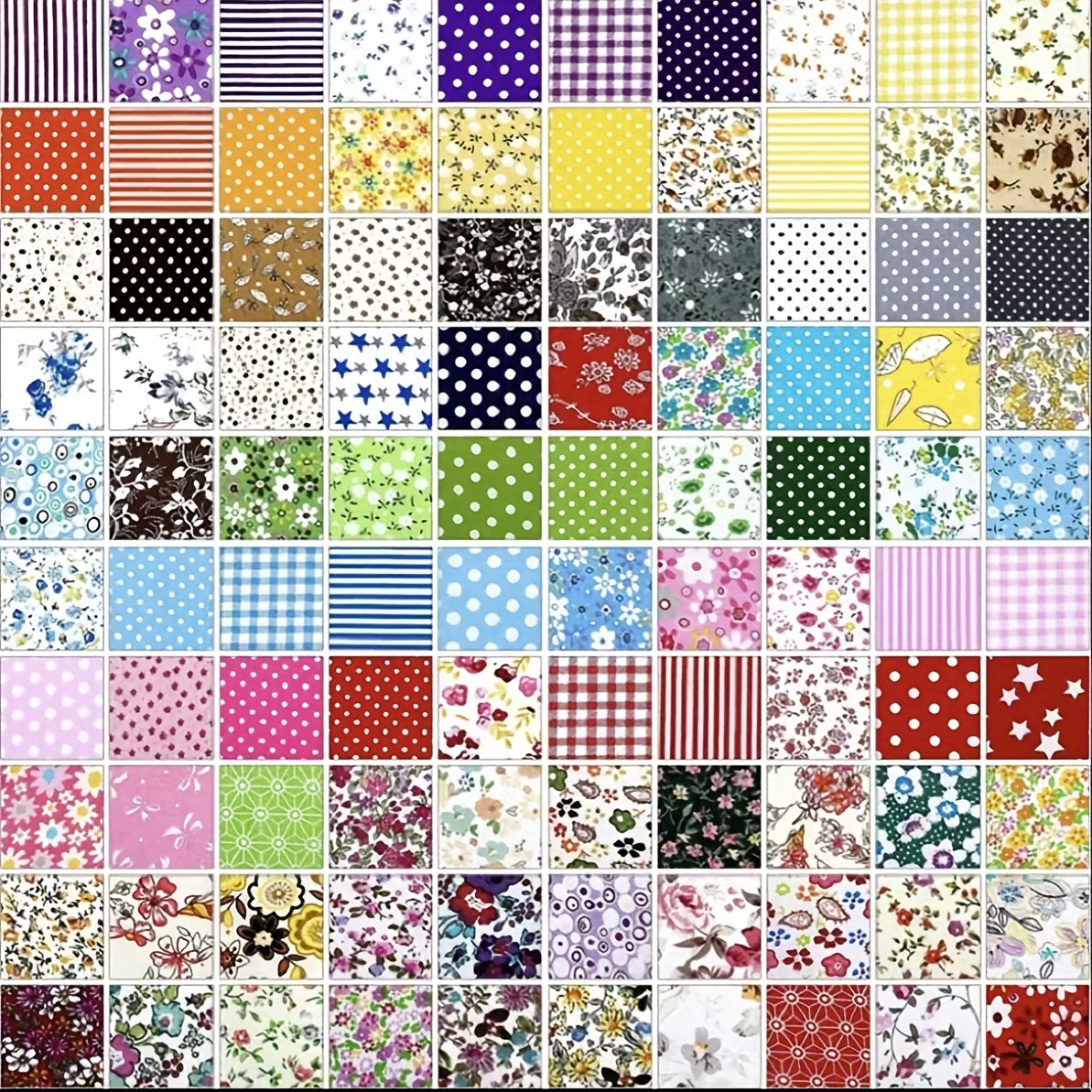 50pcs 4 X 4 Inch Fabric Squares Floral Patchwork Square Floral Pattern Sewing Fabric Pre-cut Fabric Set for Patchwork Sewing Projects DIY Patchwork Crafts (50pcs)
