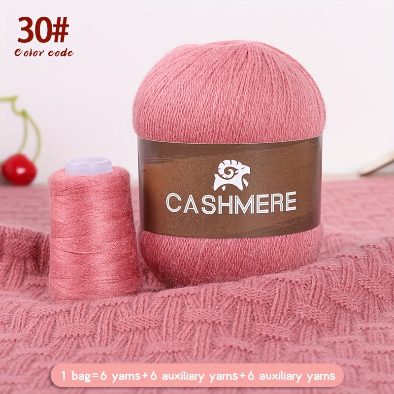 6Pairs Cashmere 100. Yarn, Soft Warm Yarn for DIY Crocheting And Knitting Hat, Scarf Total 300G+120G