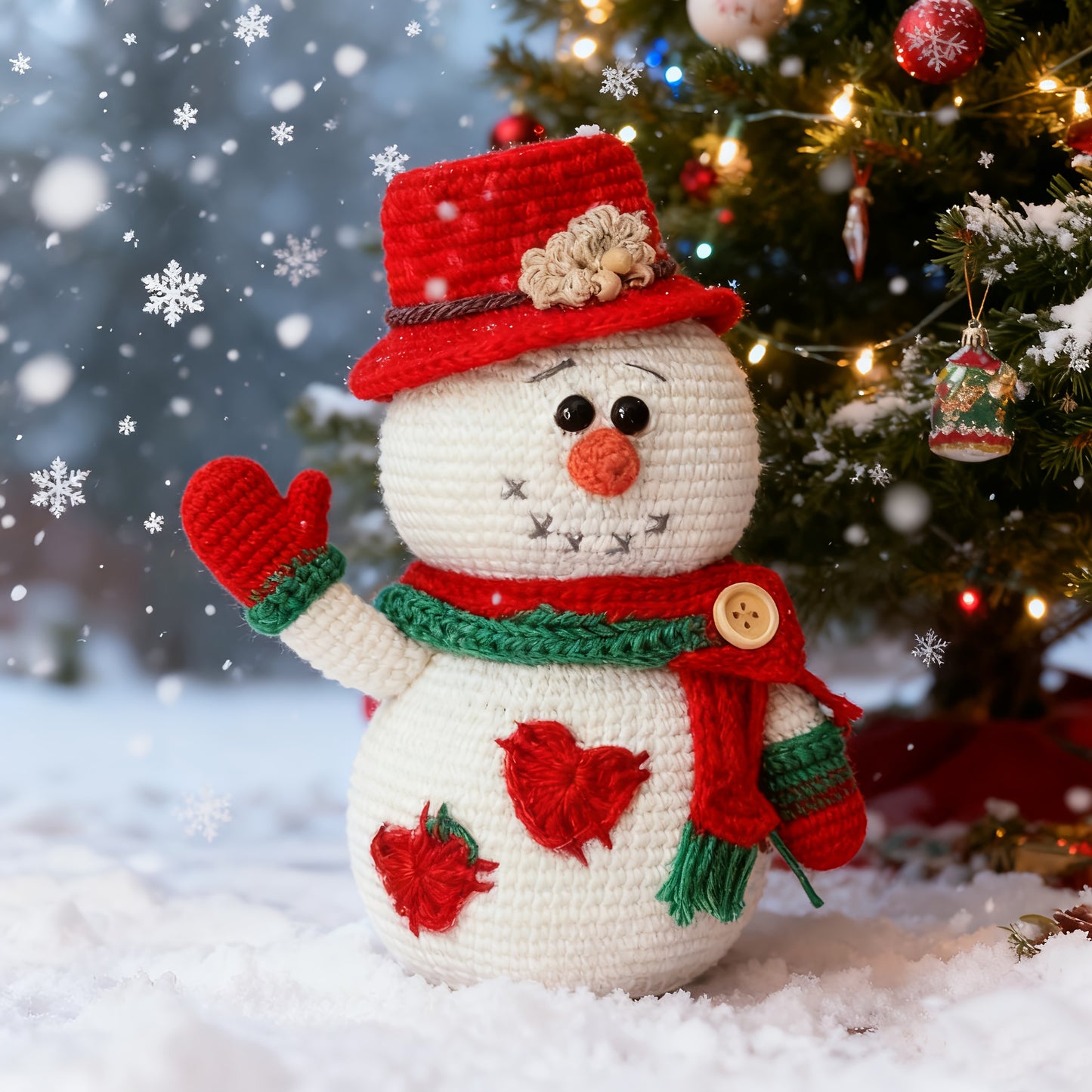 Single Crochet Kit, Winter Snowman Crochet Pattern, Beginner DIY Craft Supplies with High-Quality Yarn, Crochet Hooks, and Step-by-Step English Tutorial Manual. Ideal for Decorations, Ornaments, Birthdays, Valentine's Day, Ha