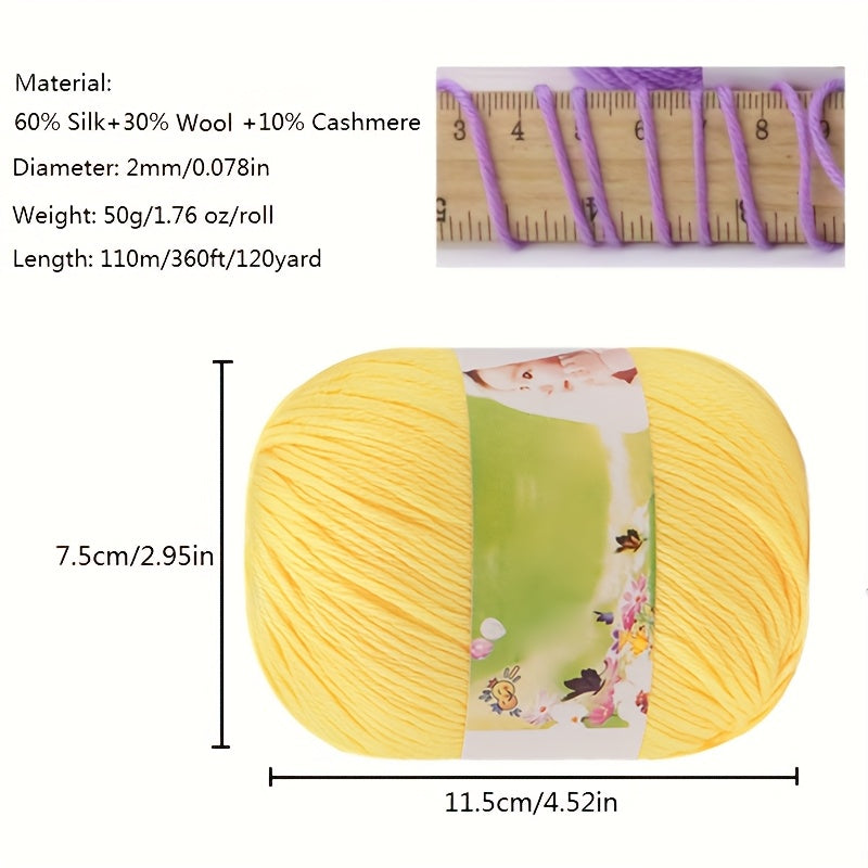 Luxurious 6pcs Soft & Warm Yarn - 10.58oz Each, 60% Silk, 30% Wool, 10% Cashmere Blend for DIY Knitting and Crocheting - Available in Multiple Colors, Chunky Yarn