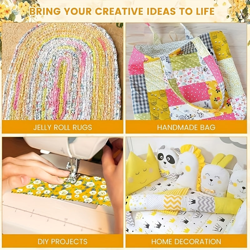 80 Pre-Cut Jelly Roll Strips - Blue Floral Printed Cotton Quilt Fabric with 20 Unique Patterns, 2.5x2 Inch Wide (10cm) Pre-Sliced for Quilting, Making, DIY Crafts, Patchwork Borders & Bedspread Binding - Hand Wash Only