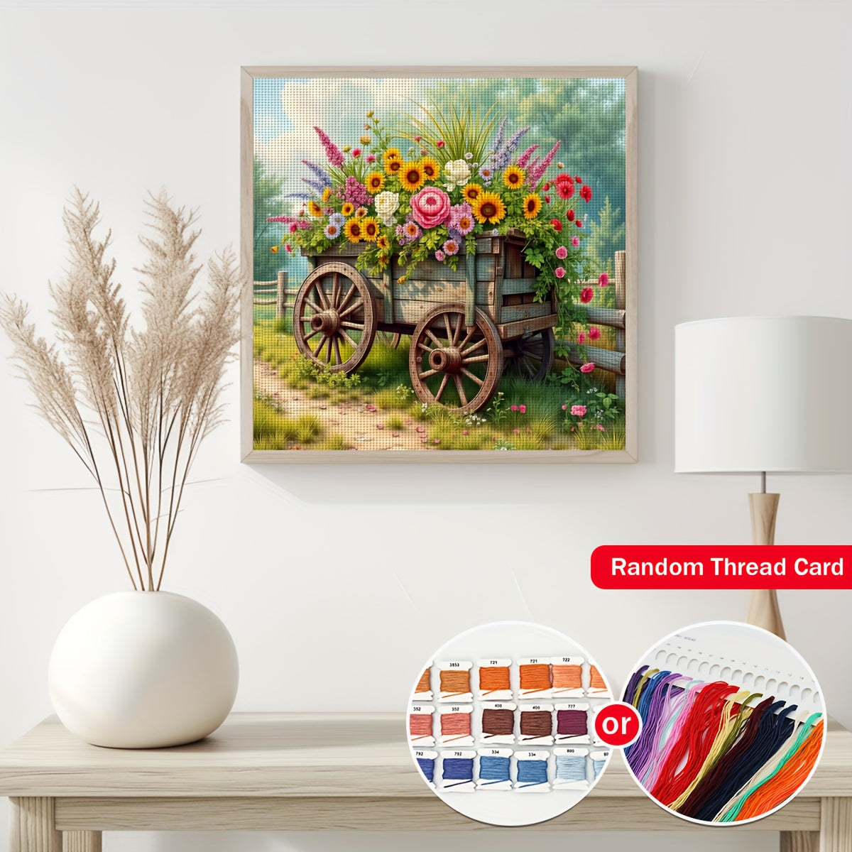 ZUOANLF 1set 40x40cm/15.7x15.7Inch DIY Cross Stitch Kit Frameless, Beautiful scenery, stamped cross stitch kits, Embroidery Set for Home Decor, Includes Patterned Fabric & Threads, Perfect for Living Room Entrance or Bedroom