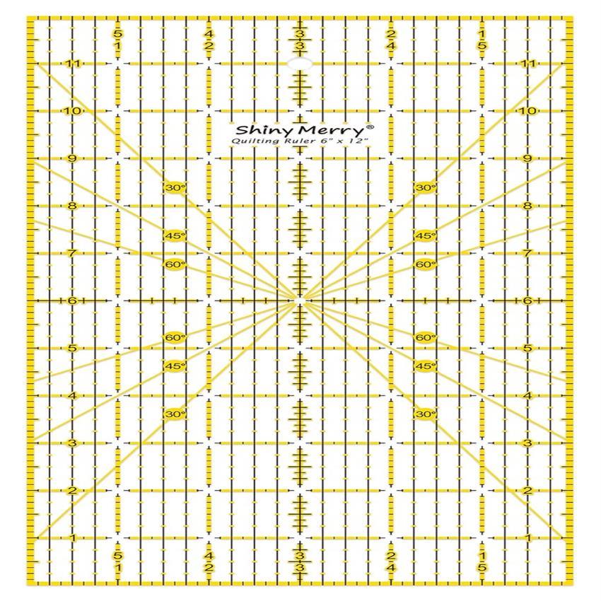 Shiny Merry Quilting Ruler 6 | Color, Grid Pattern for Quilting Projects