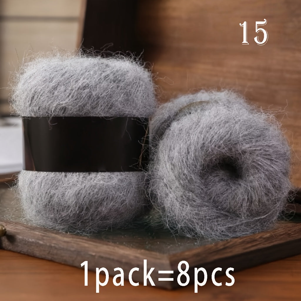 8pcs Luxury Alpaca & Yarn, Soft Fluffy Cloud Fiber Blend for Knitting and Crochet, Fashion Sweaters, Cardigans, Scarves, Hats, Shawls, Tops, Coats, Alpaca,