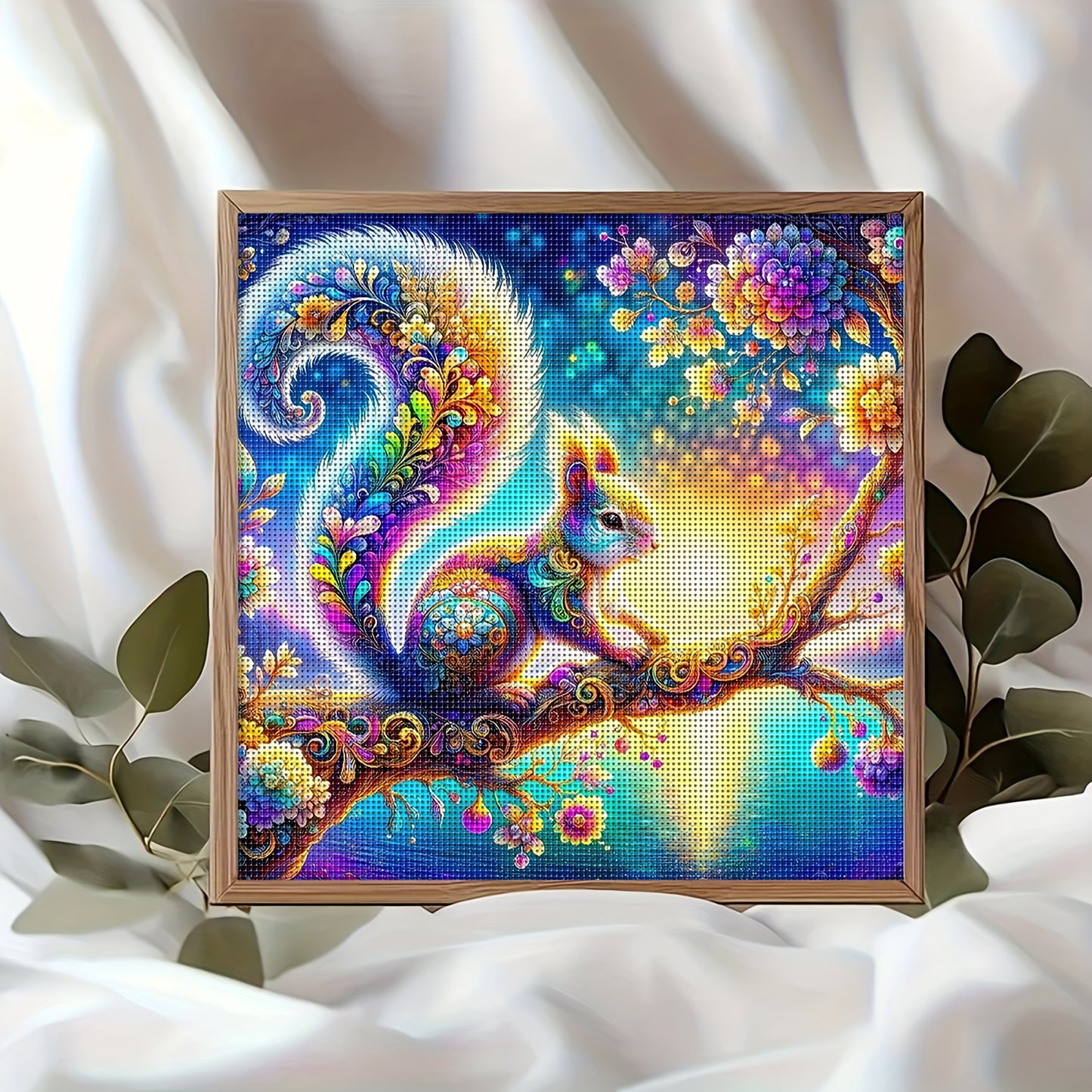 1 Set - Creative Squirrel Theme Cross Stitch Painting Kit, DIY Embroidery Craft, 11CT Cross Stitch Embroidery Painting, Perfect Gift for Home Handicraft Enthusiasts! Ideal for Living Room and Bedroom Decorative Hanging Artwor