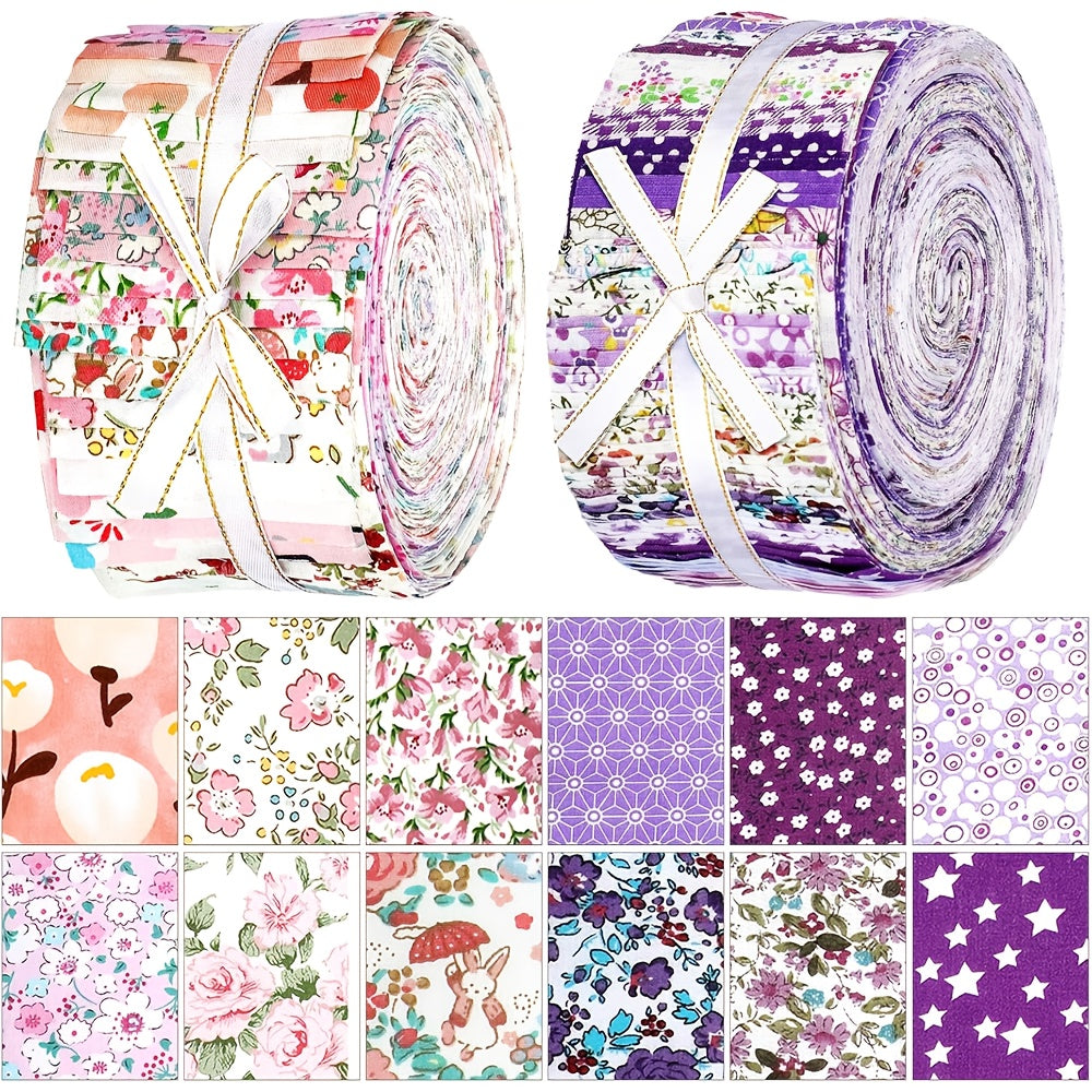 Floral Jelly Roll Fabric Pack - 80pcs 2.5 Inch Wide Strips for Quilting, Sewing & Crafting - 100% Cotton Precut Fabric Set, for Patchwork, Home Decor & DIY Gifts