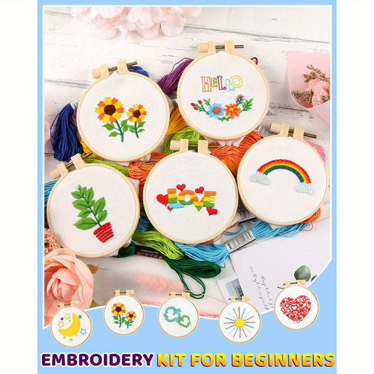 Pllieay 10pcs Cross Stitch Kits for Beginners, Embroidery Beginner Kits for Kids 7-13, Include Instructions, Cross Stitch Kits with Pattern, Needlepoint Kits for Embroidery Projects, Diy Needlework, Hand Stitching, Fantasy Th
