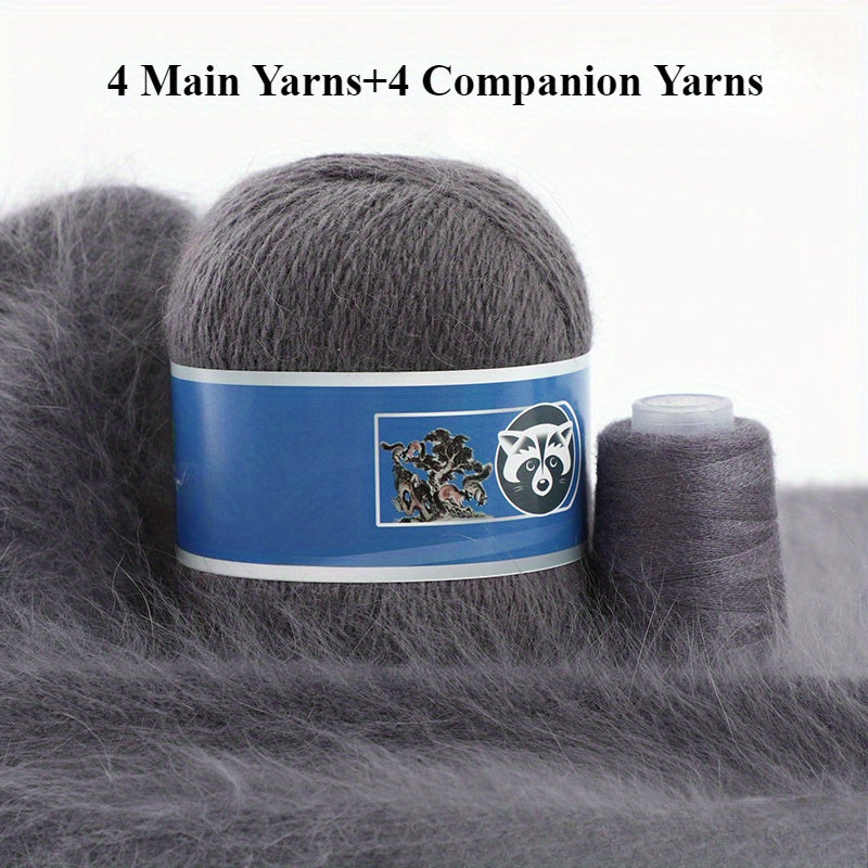 4 Sets Mixed Color Angora Cashmere Wool Yarn, 200g+80g Chunky Thick Knitting Yarn with Shiny Fibers, DIY Sweater, Scarf, Hat, Coat Crafting Material, 30% Angora, 70% Cashmere Wool, 20% Nylon