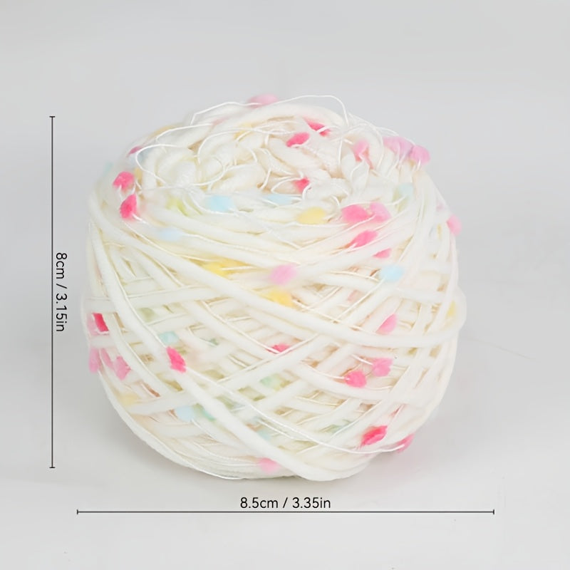 1-Pack Pastel Rainbow Candy-like Yarn - Soft Knitting & Crochet Thread for Sweaters, Blankets, Scarves, Hats - Multipurpose Crafting Fiber with Pink, Yellow, Blue, Green, Orange, White - Ideal for Beginners & Experts - Perfec