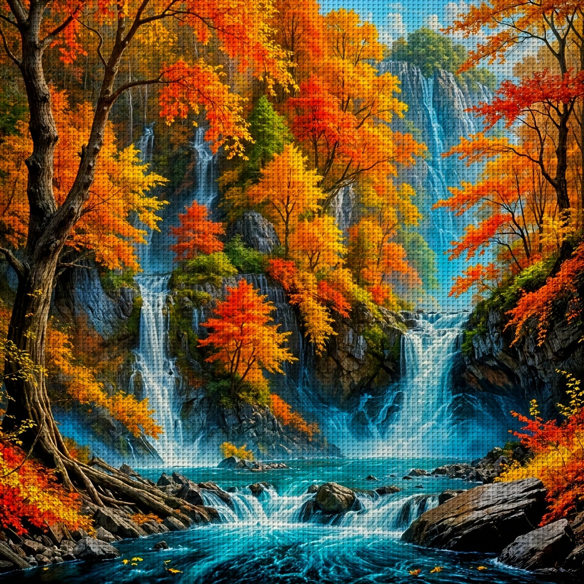 ZUOANLF 1set 40x40cm/15.7x15.7Inch DIY Cross Stitch Kit Frameless, Beautiful scenery, stamped cross stitch kits, Embroidery Set For Home Decor, Includes Patterned Fabric & Threads, Perfect for Living Room Entrance or Bedroom