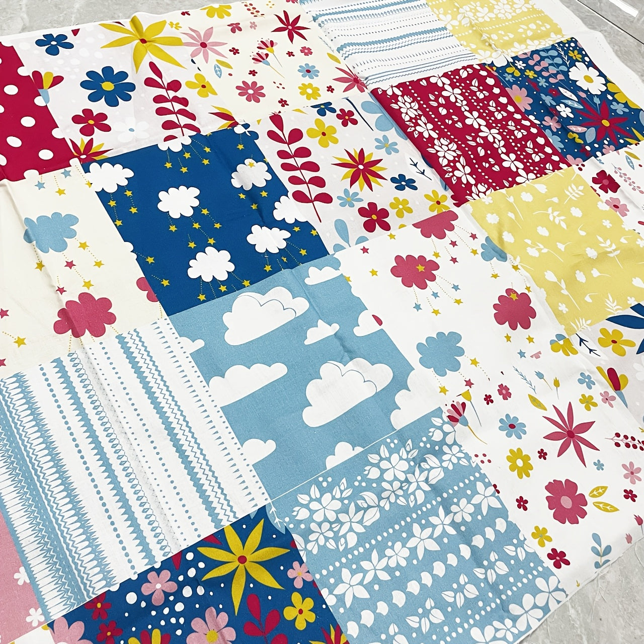 100% Cotton 36 Patterns 6.3 X 6.3inch Quilting Cloth Squares, Cotton Square Flower Craft Cloth Blocks Quilting Supplies for DIY Craft Sewing, Geometric Patterns, Home Textiles Handmade Quilting