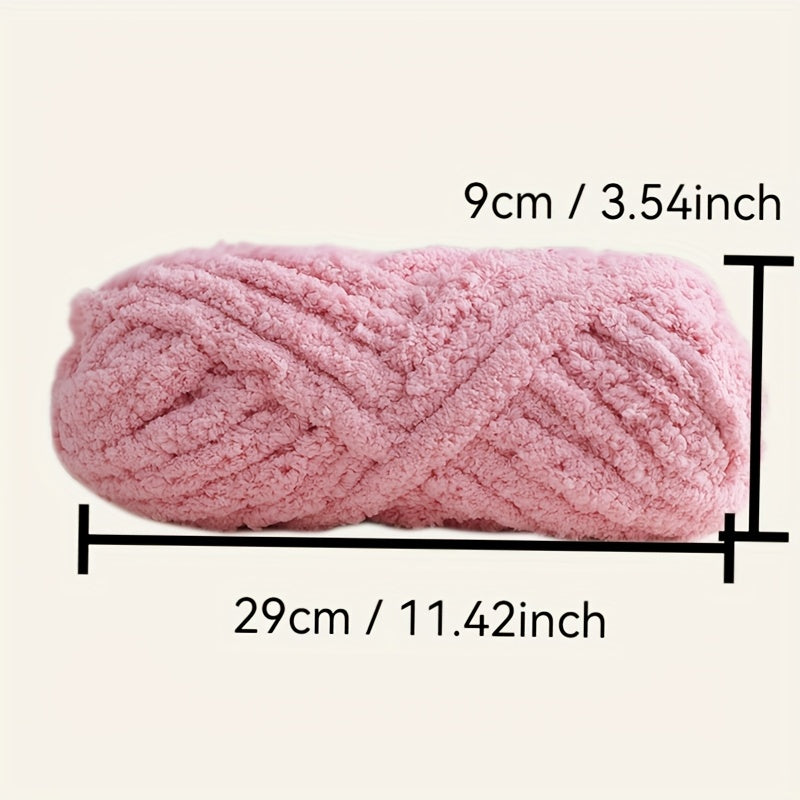 Extra Large Plush Cat Tail Chenille Yarn, Two Skeins per Pack (Total 480g, 16.93oz), for Hand Knitting and Crocheting - Fluffy Soft Giant Bulky yarn. Ideal Thumbneedle Yarn for DIY Blankets, Pet Beds, Rugs, Pillows & Home Dec