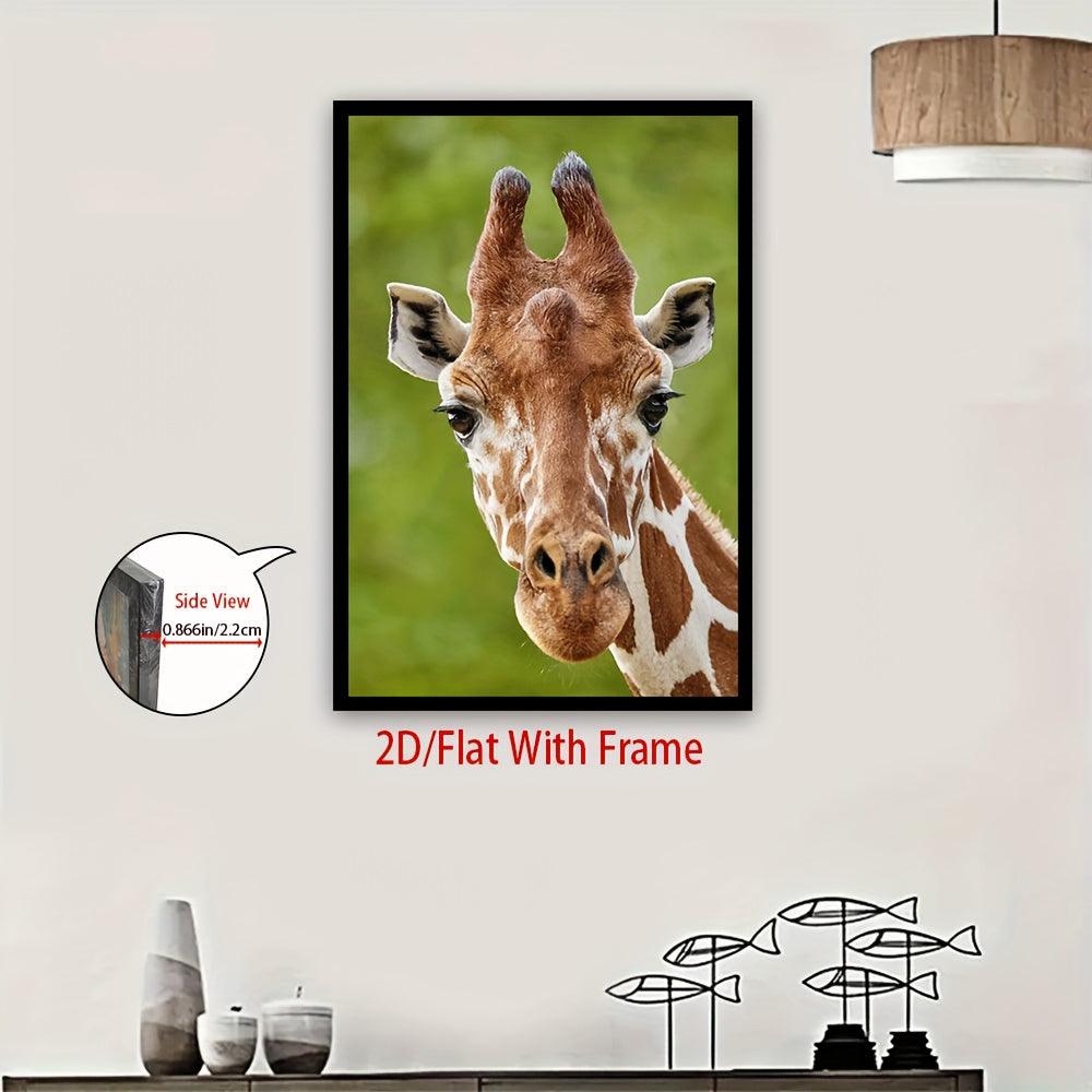 2D Flat, Framed Giraffe Close-Up Canvas - Modern Classic Wall Art Poster Print, Vibrant Giraffe Face Picture, Living Room, Bedroom Decor, 2D Flat, Giraffe Cross Stitch Kit, Giraffe Cross Stitch Kits