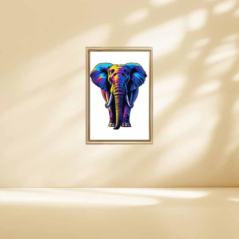 2D Vibrant Neon Elephant Canvas Print/Wall Art Decor, Suitable for Living Room, Bedroom, Office, Hallway and Study Room Decoration., 2D Flat, Perfect for Room Decor, Elephant Cross Stitch Kit, Elephant Wall Art, Elephant Abst