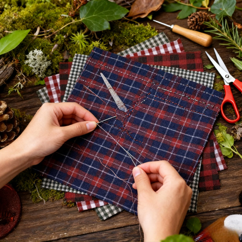 20pcs 20x25cm (7.87x9.84in) Christmas checkered theme series, printed hand-sewn patchwork fabric, hand-sewn patchwork, patchwork strips for DIY patchwork crafts, including sets with different patterns, pre-cut DIY handmade do