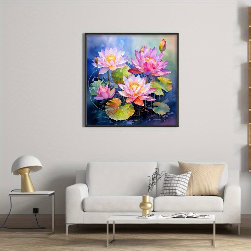 for Lotus Printed Cross Stitch Kit 17.72x17.72inch 14CT Thread Art Needlework Home Decor, Small Cross Stitch Kits, Creative Hobby, Handmade Gift, Floral Design, Artistic Needlework, Detailed Stitching, Highquality Thread, Nee