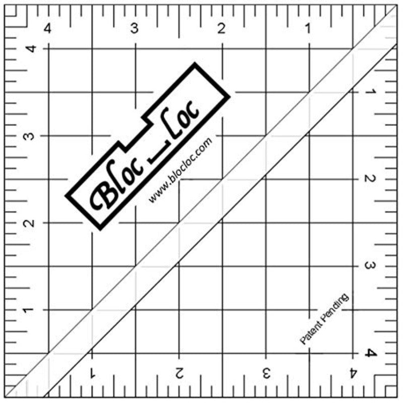 Bloc Loc Half Square Triangle Quilting Ruler - Large HST Block Grid Lines, Multiple-Size 4-1/2" Ruler with Half-Square, Quarter-Square & Diagonal Guides for quilting, patchwork, DIY Fabric