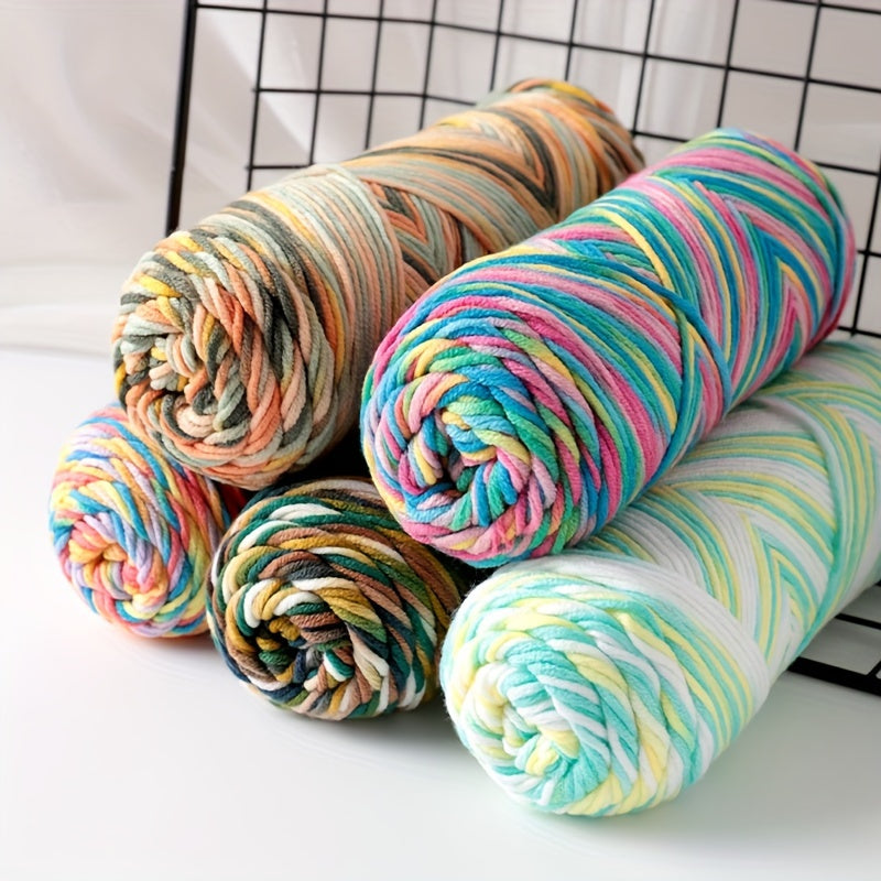 490g Multicolor Gradient Ombre Yarn Skein for Hand Knitting, 5-Ply Yarn Ball for Autumn/Winter Fashion Sweaters, Scarves, Hats, Gloves, Gifts, and Crafts, 5 Skeins per Pack