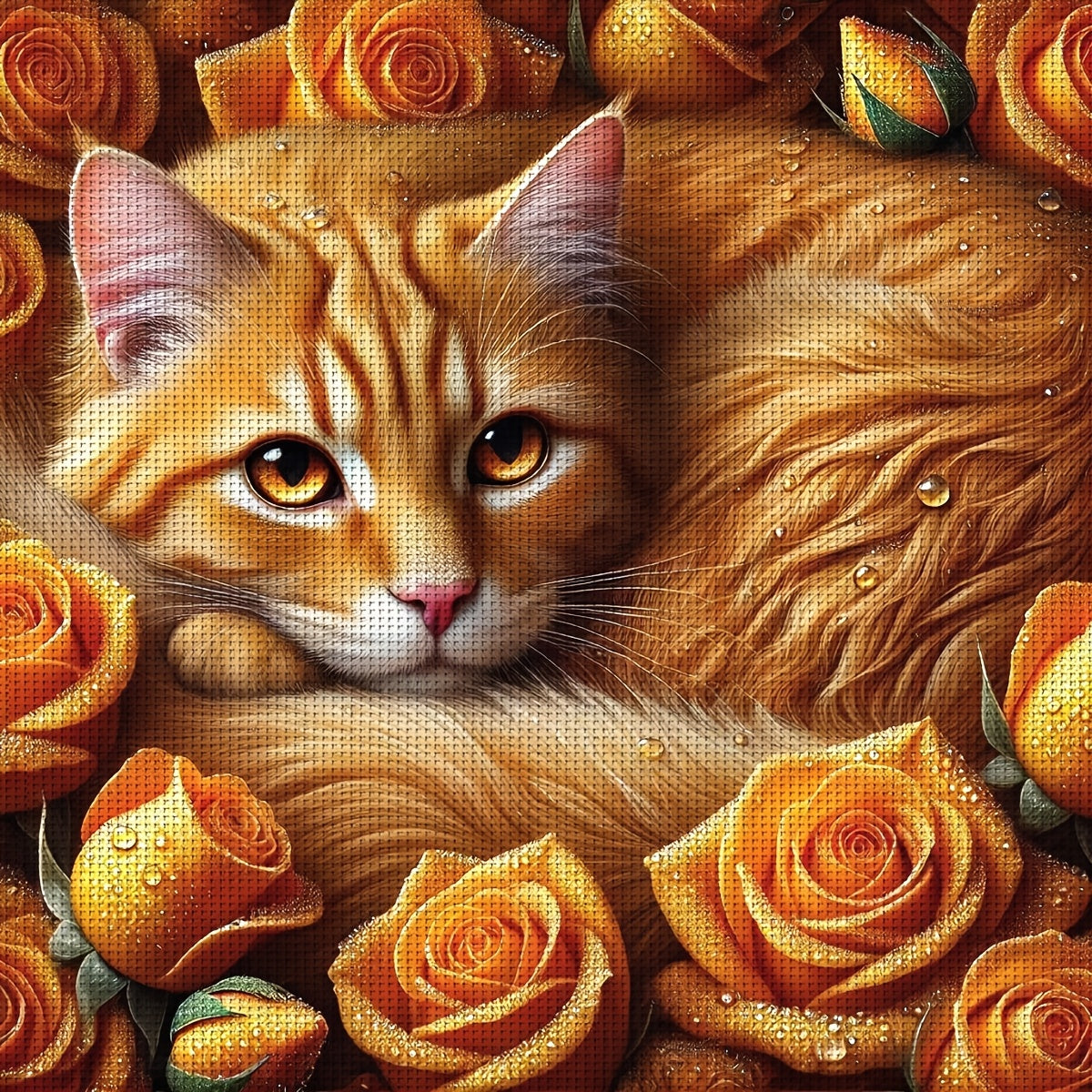 ZUOANLF 1set 40x40cm/15.7x15.7Inch DIY Cross Stitch Kit Frameless, tamped cross stitch kits, Embroidery Set for Home Decor, Includes Patterned Fabric & Threads, Perfect for Living Room Entrance or Bedroom Decoration and a Bea