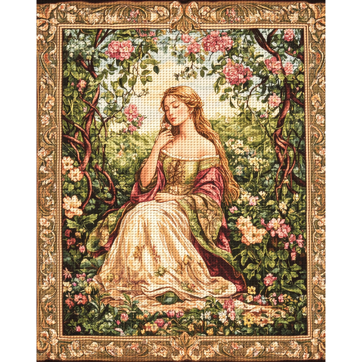 ZUOANLF 1set 40x50cm/15.7x19.7Inch DIY Cross Stitch Kit Frameless, Beautiful woman, stamped cross stitch kits, Embroidery Set for Home Decor, Includes Patterned Fabric & Threads, Perfect for Living Room Entrance or Bedroom De