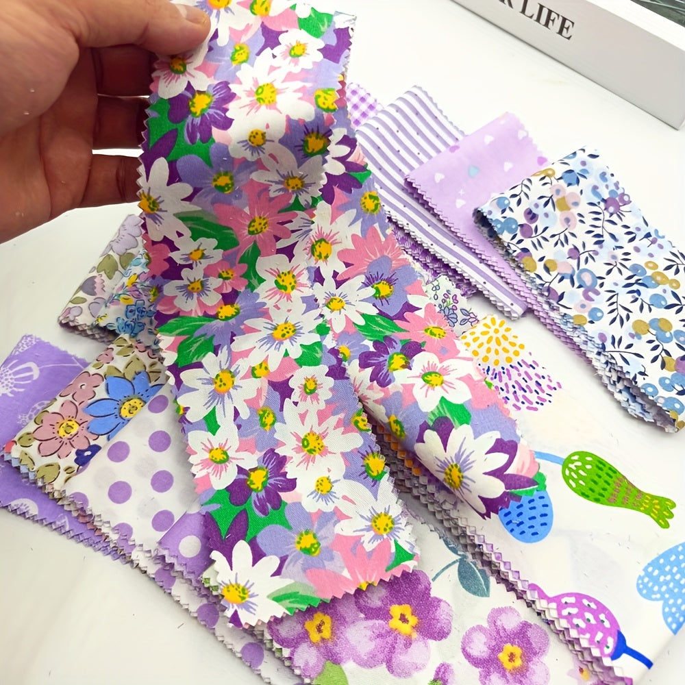 1 Roll Jelly Roll Fabric - 40 Pre-Cut Strips (2.5x20 Inches Each) - Soft Pastel Floral Prints in Pink, Purple, Lavender, Green, Yellow, White - Ideal for Quilting, Sewing, Scrapbooking, Birthday & Christmas Gifts - Beginner-F