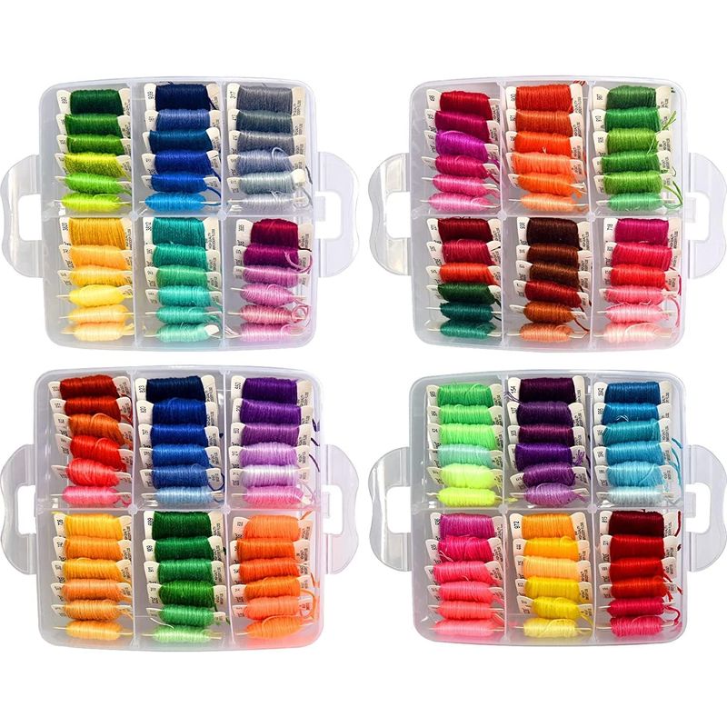 301 Embroidery Floss Set Including Cross Stitch Threads Friendship Bracelet String with 5-Tier Transparent Box, Floss Bobbins and Cross Stitch Kits, Cross Stitch Supplies Organizer, Craft Supply Organization, Cross Stitch Thr