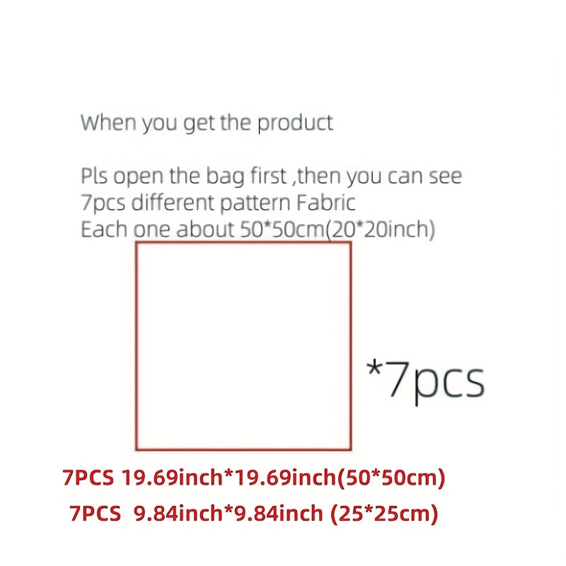 7pcs Blue Floral Cotton Squares 19.69"X19.69"/9.84X9.84Inch Fat Quarters - Pre-Cut Craft Fabric Bundles with Assorted Vibrant Floral Patterns, Machine Washable for Patchwork, Quilting, DIY Sewing Projects, Quilting Fabric, Qu