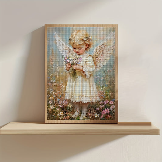 JOZYSH 30x40cm/11.8x15.7in Angel Cross Stitch Kit - Relaxing DIY Embroidery for Beginners, Includes 11CT/14CT Printed Fabric, Needles, Threads, Patterns & Instructions, Perfect Home Wall Decor, Relaxing Craft Kit|Whimsical De