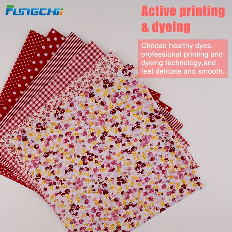 6pcs 20"x20"Cotton Fat Quarter Bundles -Floral, Star & Check Patterns, Vibrant Colors, Machine Washable Pre-Cut Fabric for DIY Quilting, Patchwork, Cushions, Doll Clothes & Craft Projects, Quilting Materials, Pattern Variety,
