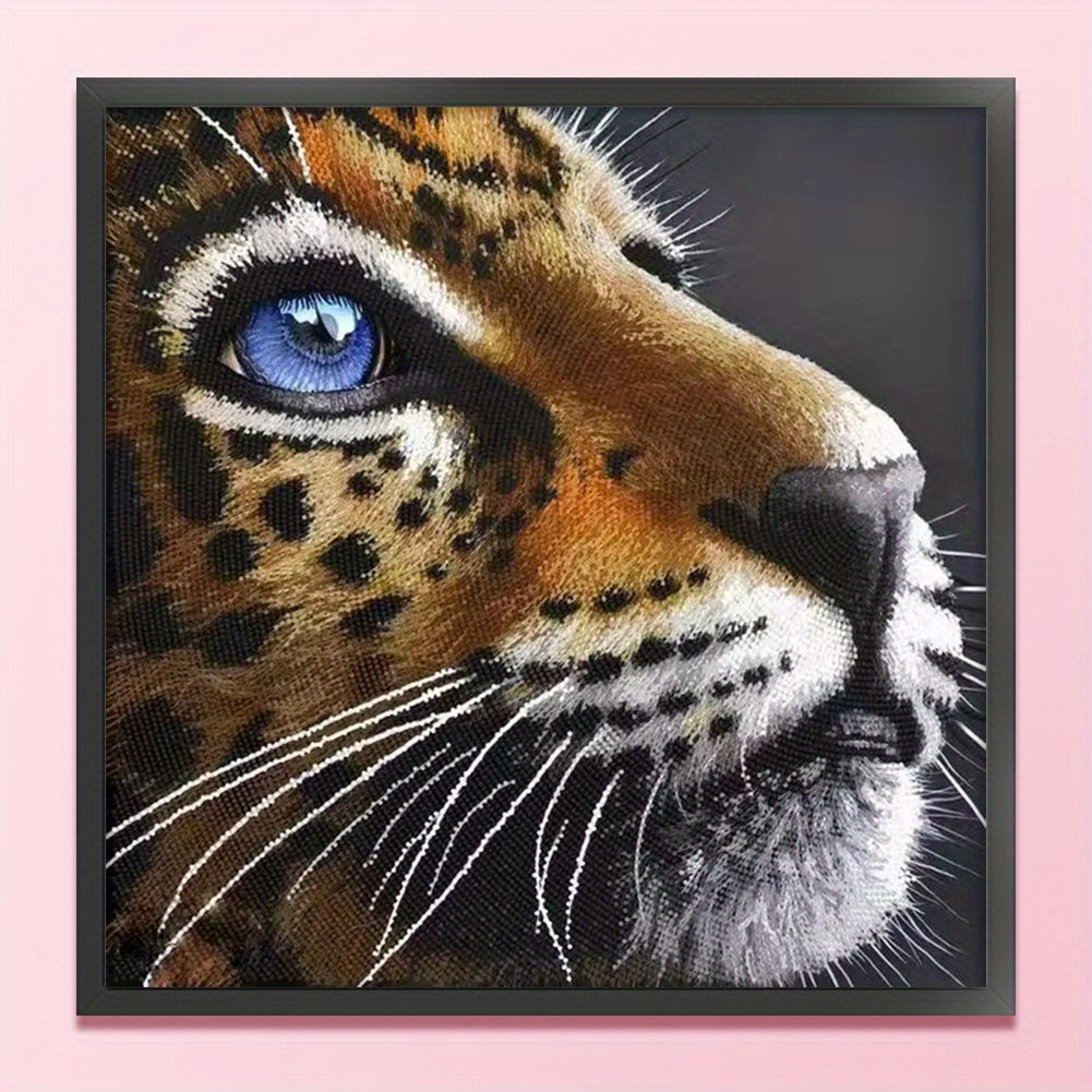 Full Embroidery Beads Printed 9CT Leopard Head Cross Stitch Kit Decor 16.54x16.54inch, Beaded Cross Stitch Kits, Cross Stitch Beaded Kits
