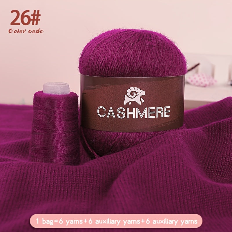 6Pairs Cashmere 100. Yarn, Soft Warm Yarn for DIY Crocheting And Knitting Hat, Scarf Total 300G+120G