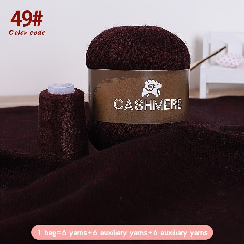 6Pairs Cashmere 100. Yarn, Soft Warm Yarn for DIY Crocheting And Knitting Hat, Scarf Total 300G+120G