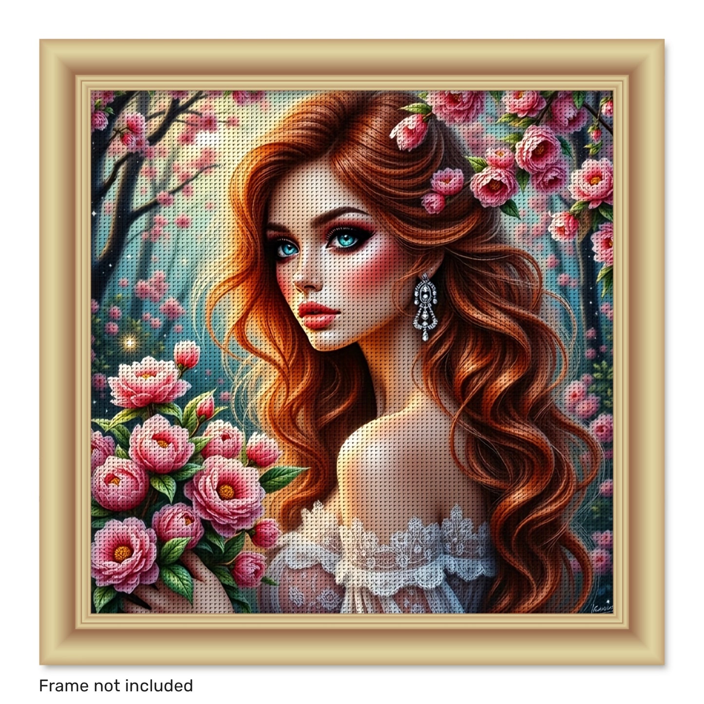 JOZYSH 1set 40x40cm/15. 7x15. 7Inch DIY Cross Stitch Kit Frameless, A beautiful woman, stamped cross stitch kits, Embroidery Set for Home Decor, Includes Patterned Fabric & Threads, Perfect for Living Room Entrance or Bedroom