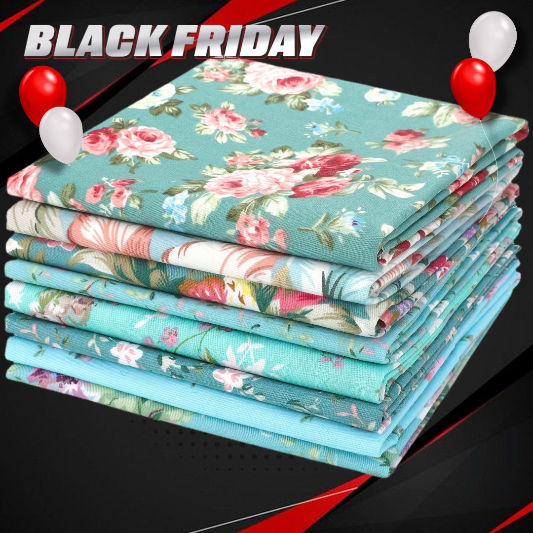 8pcs Precut Cotton Fabric Squares 19.8x19.8 Inch - Vibrant Floral Print Green DIY Sewing Supplies for Quilting, Crafting, Home Decor - Ideal Gift for Craft Enthusiasts, Quilting Materials | Decorative Fabric | Textured Fabric