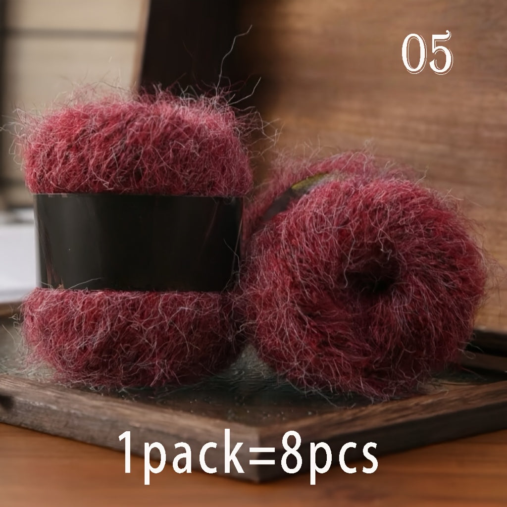 8pcs Luxury Alpaca & Yarn, Soft Fluffy Cloud Fiber Blend for Knitting and Crochet, Fashion Sweaters, Cardigans, Scarves, Hats, Shawls, Tops, Coats, Alpaca,