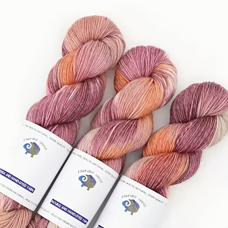 3-Pack Soft Wool Blend Yarn, 52% Wool, 10% Cashmere, 38% Polyester, Multicolored & Self-Striping, Variegated & Heather Ombre, 100g Each, 270m Total, for Knitting Scarves, Blankets, Sweaters, Hats, Gloves, Socks